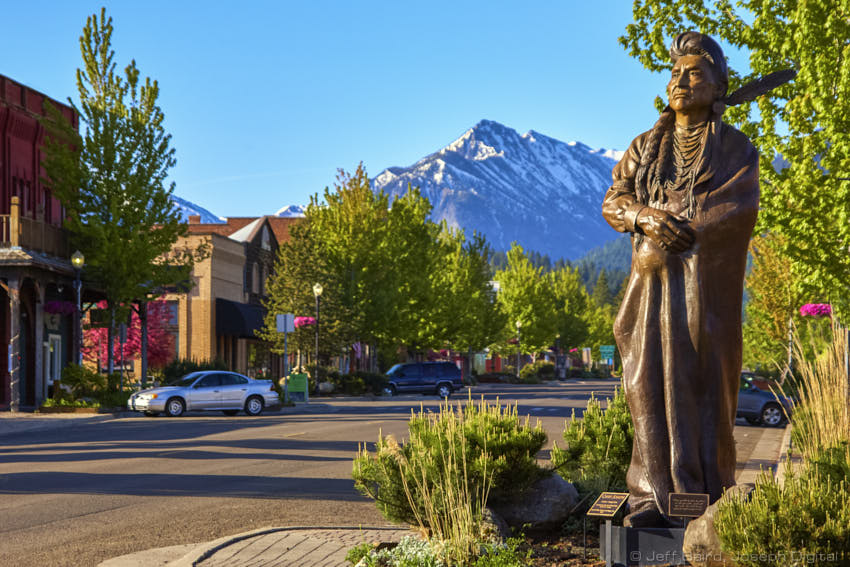 Chief Joseph Bronze on Main Street in Joseph Oregon